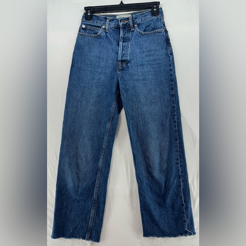 Everlane Jeans The Rigid Way High Waist Button Fly Raw Hem Womens Size 23